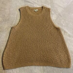 RYEGRASS Tan Knit Sleeveless Sweater Top Women XL Acrylic‎ Cotton Metallic